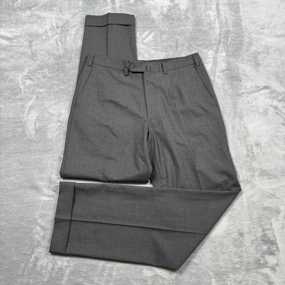 Isaia Napoli Gray Wool Dress Pants Mens EU 48 Drop 7 Italy Cuffed 30x31